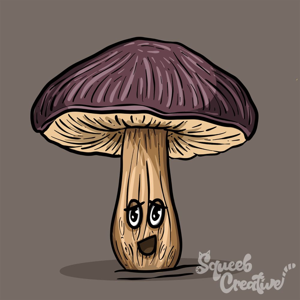Cartoon Red Toadstool Mushroom Characters by Squeeb Creative