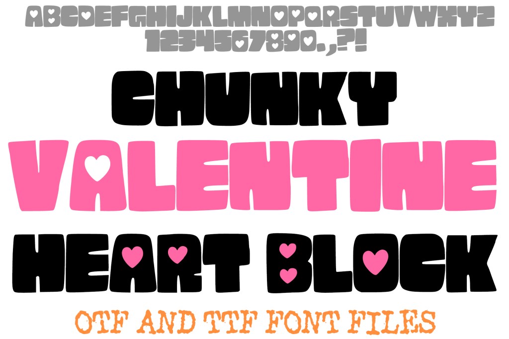 Chunky Valentine Heart Block Fontt Cartoon Typeface Letters by Squeeb Creative