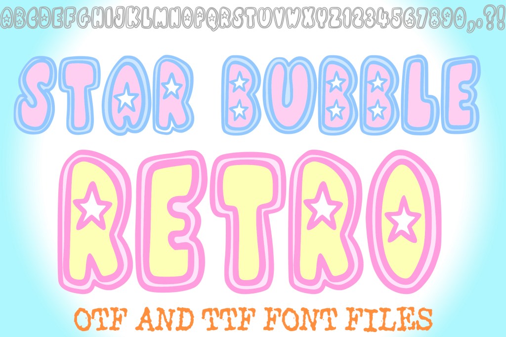 Star Bubble Retro Font Typeface Handmade Letters by Squeeb Creative