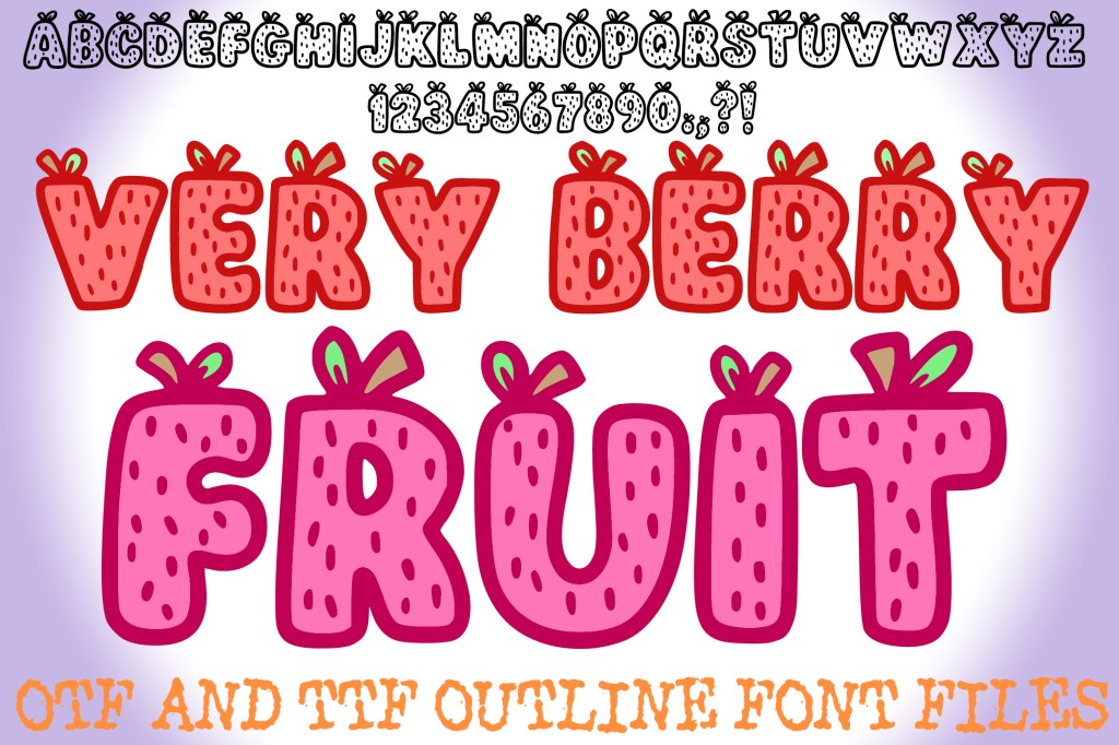 Very Berry Fruit Alphabet Lettering ABC Text Font Handwriting by Squeeb Creative