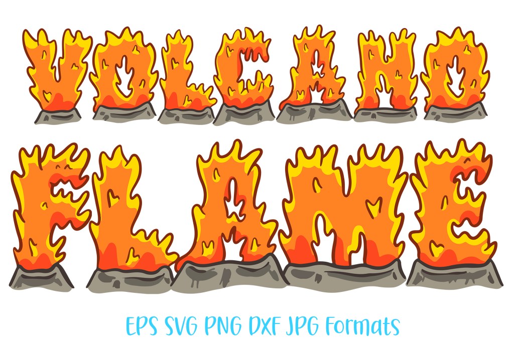 Volcano Flame Doodle Font Fire Lettering ABC PNG SVG by Squeeb Creative