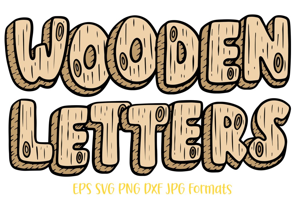 Wooden Letters Doodle Font Lettering Log ABC SVG PNG by Squeeb Creative