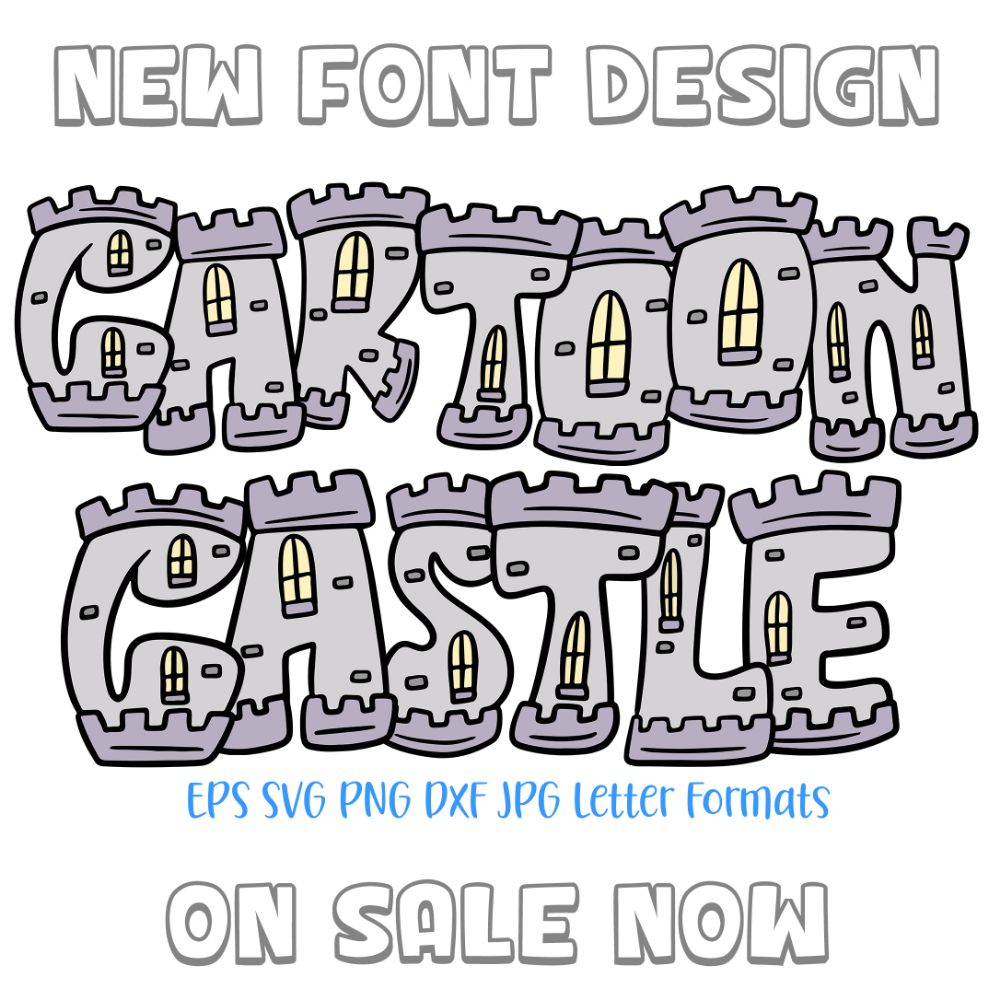 Cartoon Castle Font History Medieval Building Lettering ABC PNG SVG Type by Squeeb Creative social