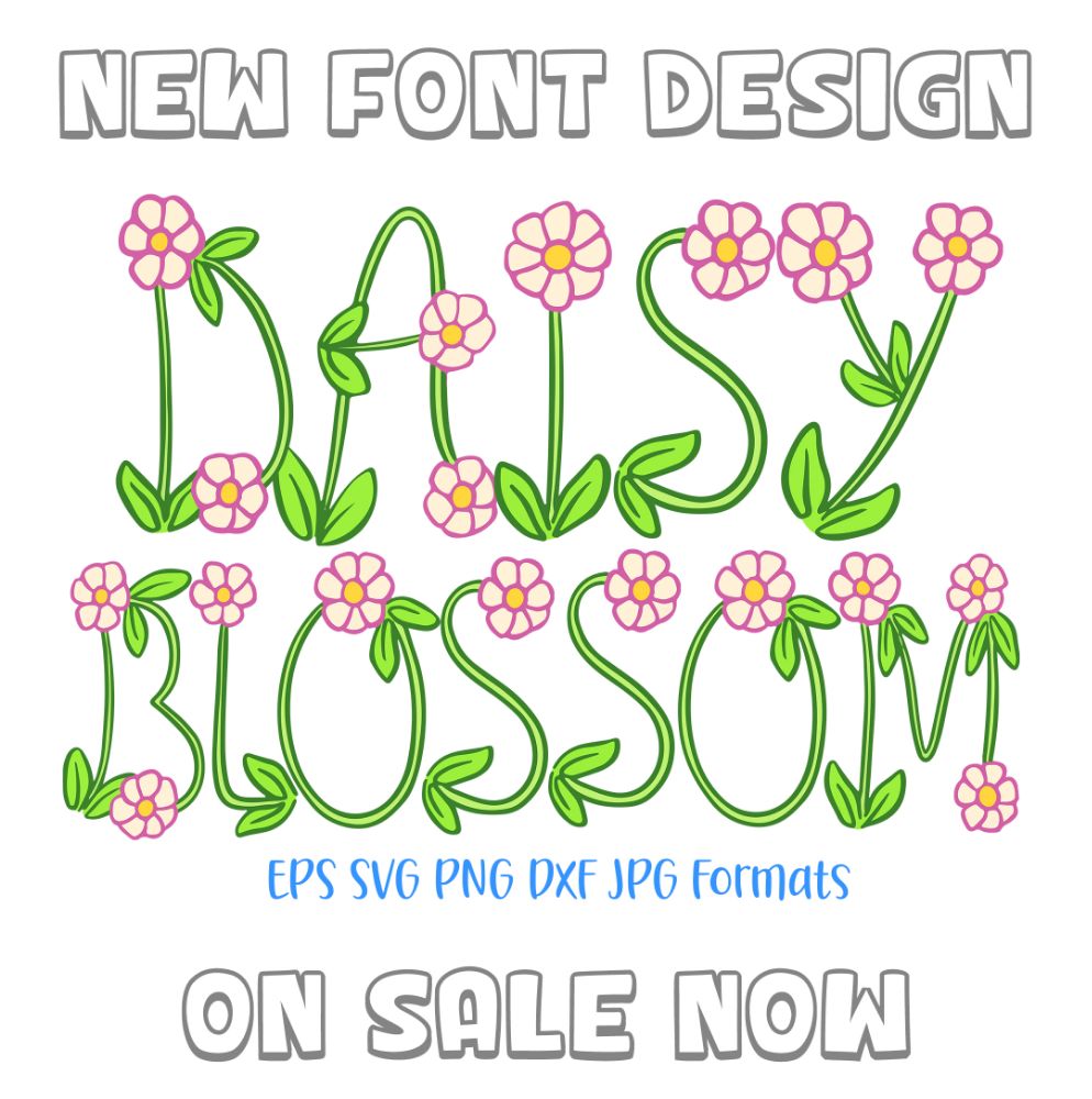 Daisy Blossom Font Spring Flower Doodle Lettering ABC SVG PNG by Squeeb Creative