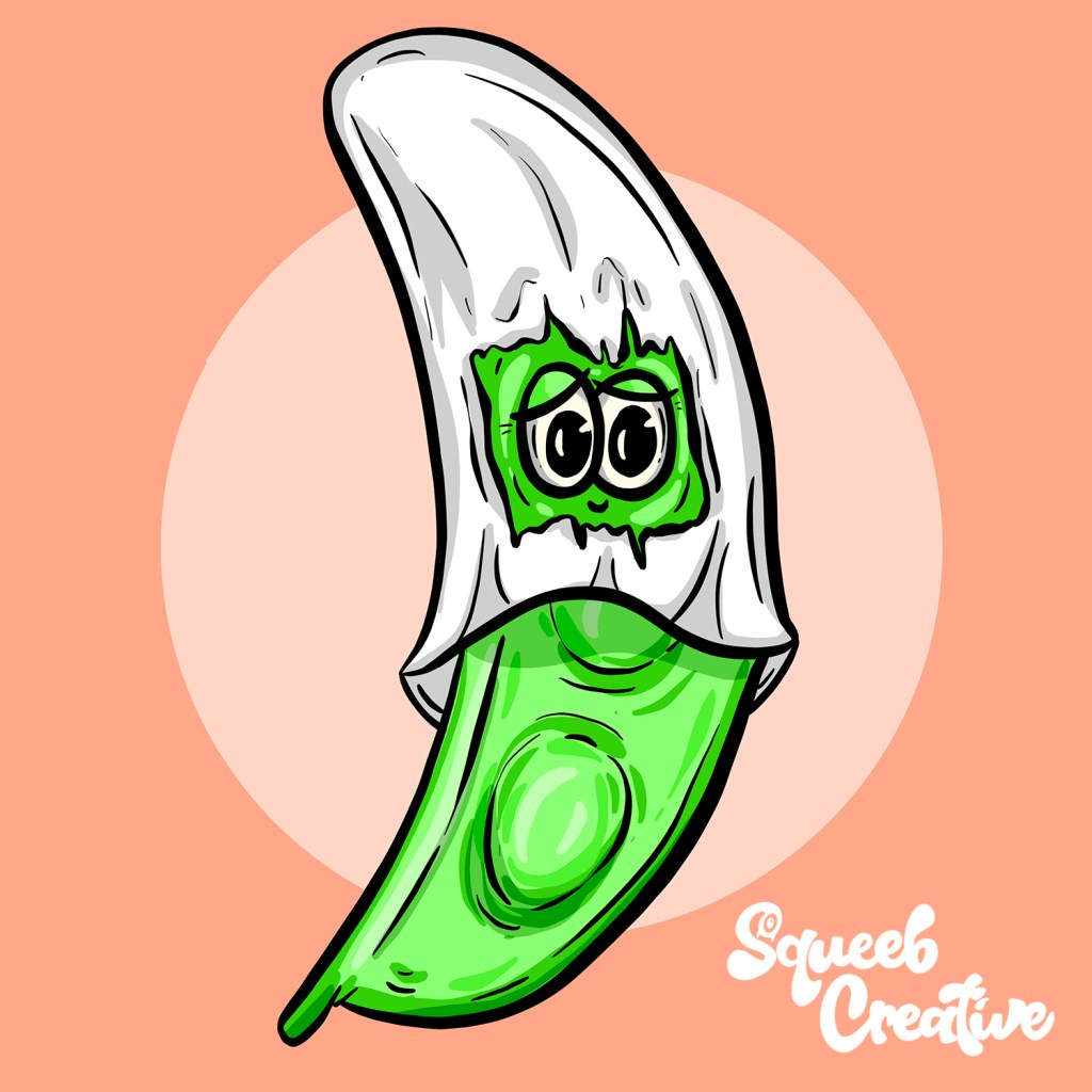 Cute Pea Vegetable Cartoon Ghost Character by Squeeb Creative copy