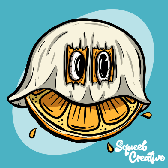 Cute Vegetables and Fruit Cartoon Ghost Character by Squeeb Creative
