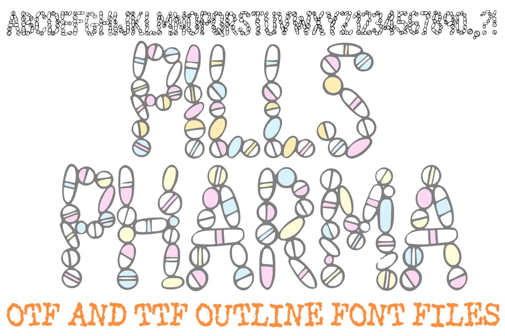 Pills Pharma Alphabet Font Lettering ABC Health OTF TTF Type by Squeeb Creative