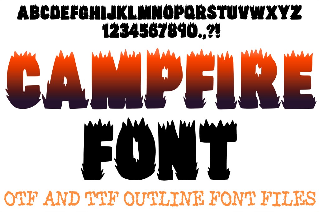 Campfire Alphabet Lettering Font Flames Fire ABC OTF by Squeeb Creative
