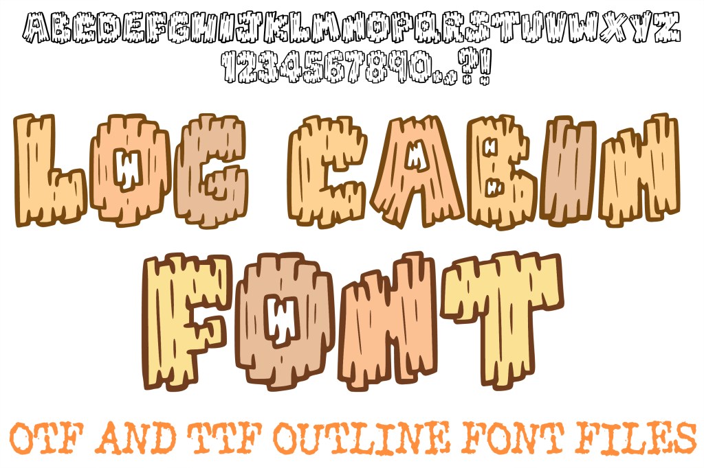 Log Cabin Lettering Font Cartoon Wood Timber ABC OTF Type by Squeeb Creative