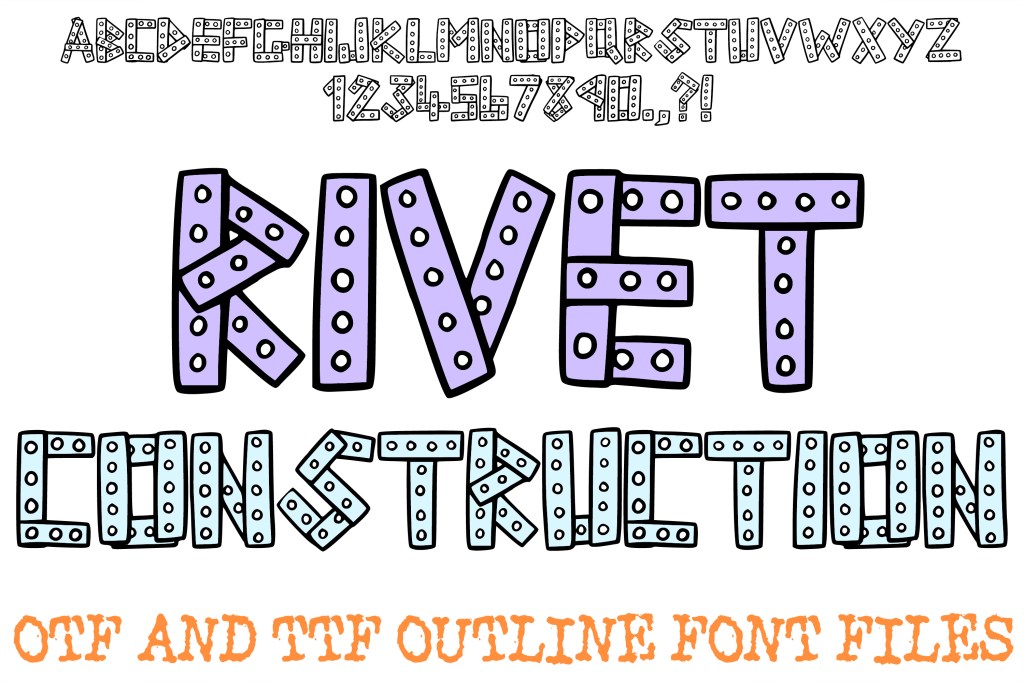 Rivet Construction Alphabet Font Lettering ABC Toy OTF TTF Type by Squeeb Creative (2)