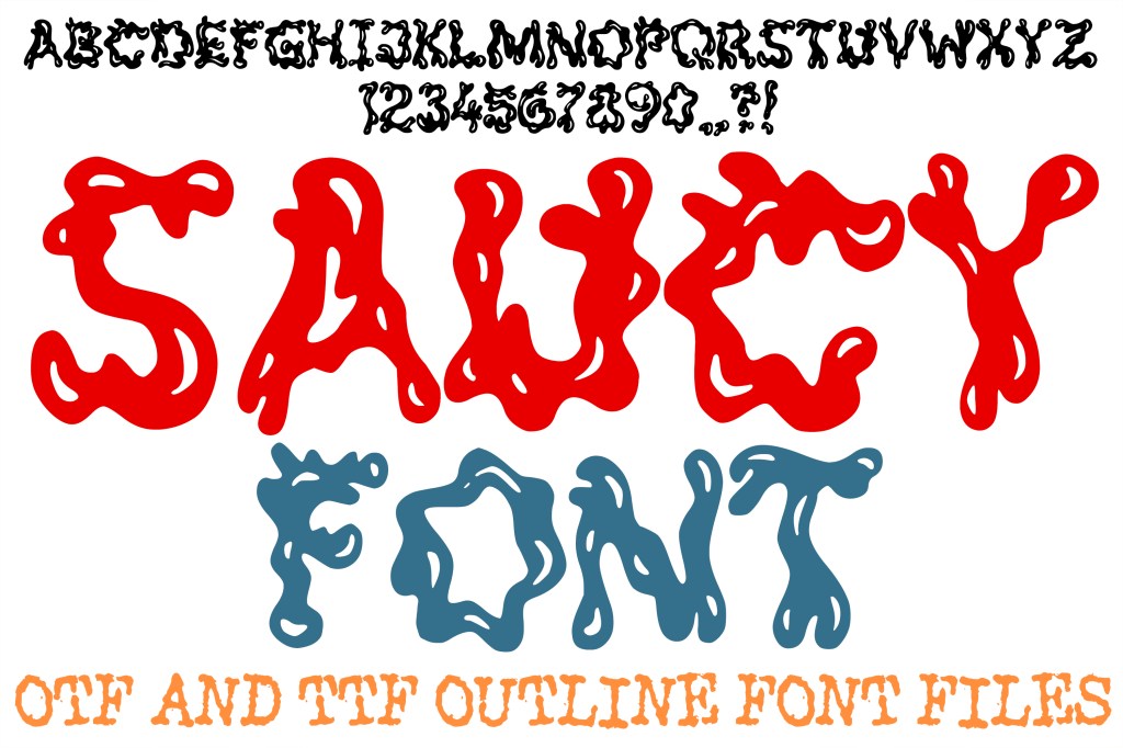 Saucy Splatter Alphabet Lettering Font Liquid ABC OTF by Squeeb Creative